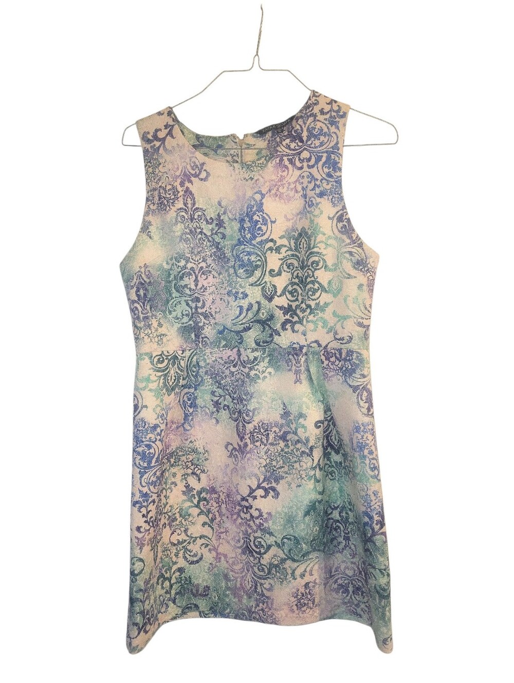 Kaya & Sloane Multicolor Jacquard Sleeveless Pastel Print Front Pleats Dress XL